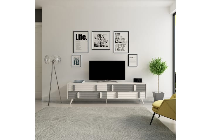 VIRKVARN TV-Bänk 160 cm Grå/Vit - Möbler - Vardagsrum - Tv-möbler & mediamöbler - Tv-bänkar