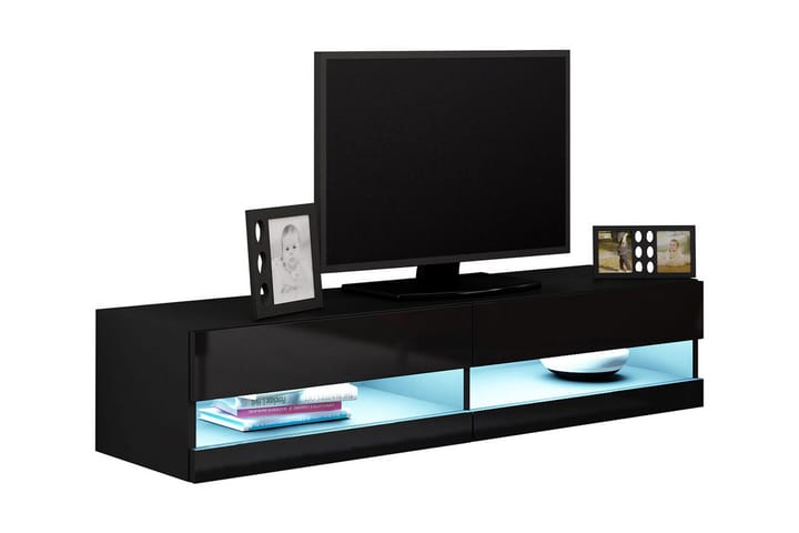 WILBER TV-bänk 140x40x30 cm - Svart/Vit - Möbler - Vardagsrum - Tv-möbler & mediamöbler - Tv-bänkar