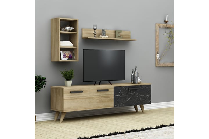 BOCO MESSINA Tv-möbelset 140 cm Blå/Natur/Svart/Brun - Möbler - Vardagsrum - Tv-möbler & mediamöbler - Tv-möbelset