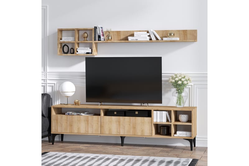 ENGOMI Tv-möbelset 180 cm Natur/Svart - Möbler - Vardagsrum - Tv-möbler & mediamöbler - Tv-möbelset