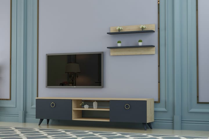 KNOWES TV-Möbelset 150 cm Ek/Antracit - Möbler - Vardagsrum - Tv-möbler & mediamöbler - Tv-möbelset