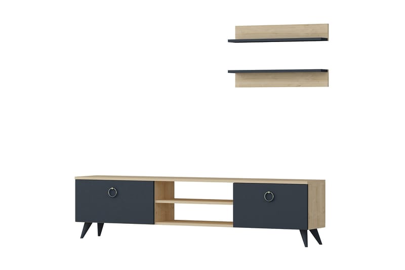 KNOWES TV-Möbelset 150 cm Ek/Antracit - Möbler - Vardagsrum - Tv-möbler & mediamöbler - Tv-möbelset