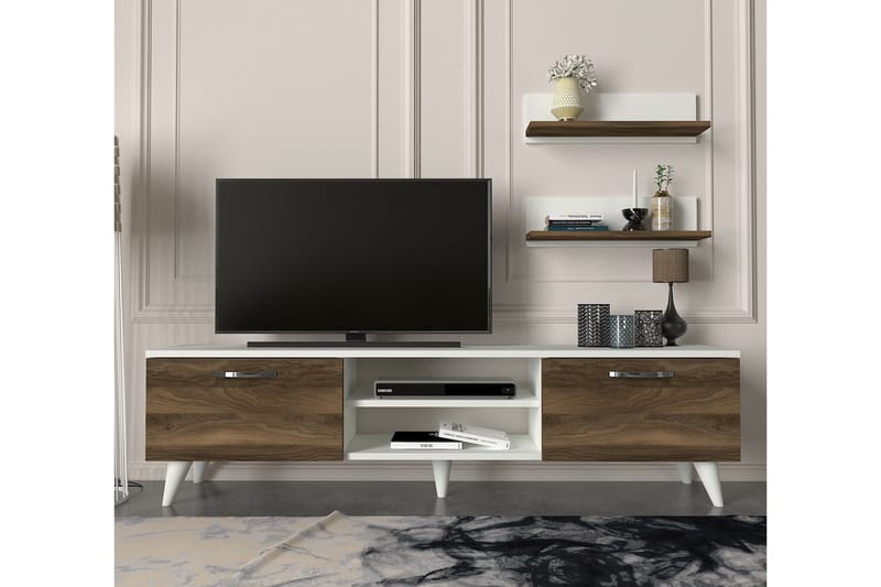 KYRKEBERG TV-Möbelset 150 cm Brun/Vit - Vit/Brun - Möbler - Vardagsrum - Tv-möbler & mediamöbler - Tv-möbelset