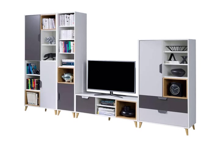 Meiko Tv-möbelset 120 cm Vit/Grå - Vit|Grå - Möbler - Vardagsrum - Tv-möbler & mediamöbler - Tv-möbelset