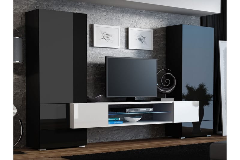 Tori TV-möbelset & LED 278x46x162 cm - Svart/Vit/RGB LED - Möbler - Vardagsrum - Tv-möbler & mediamöbler - Tv-möbelset