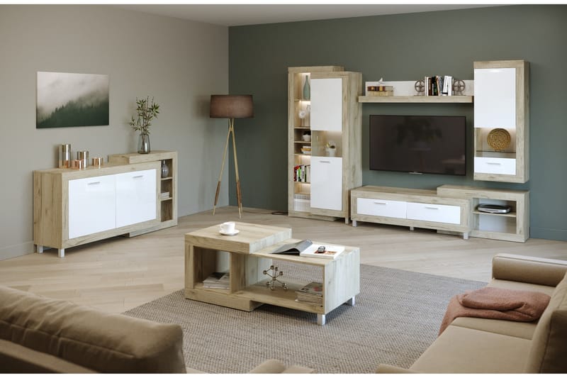 ULITA Tv-möbelset 286x52,3x196 cm Grå/Vit Högglans - Möbler - Vardagsrum - Tv-möbler & mediamöbler - Tv-möbelset