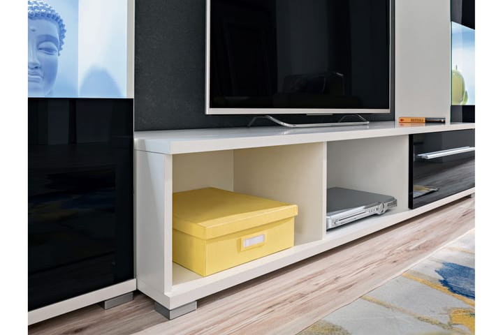 Väggsenhet med LED 44x270x190 cm - Svart/vit - Möbler - Vardagsrum - Tv-möbler & mediamöbler - Tv-möbelset