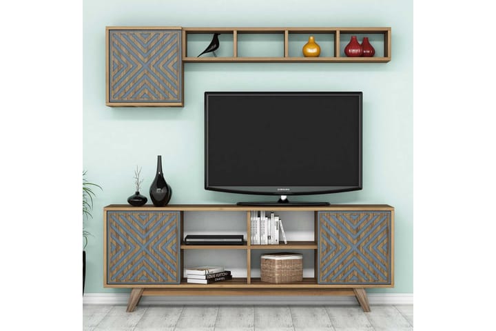 VARRED TV-Möbelset 160 cm Brun/Blå - Möbler - Vardagsrum - Tv-möbler & mediamöbler - Tv-möbelset