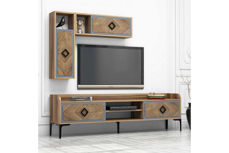 VARRED TV-Möbelset 180 cm Brun/Blå - Möbler - Vardagsrum - Tv-möbler & mediamöbler - Tv-möbelset
