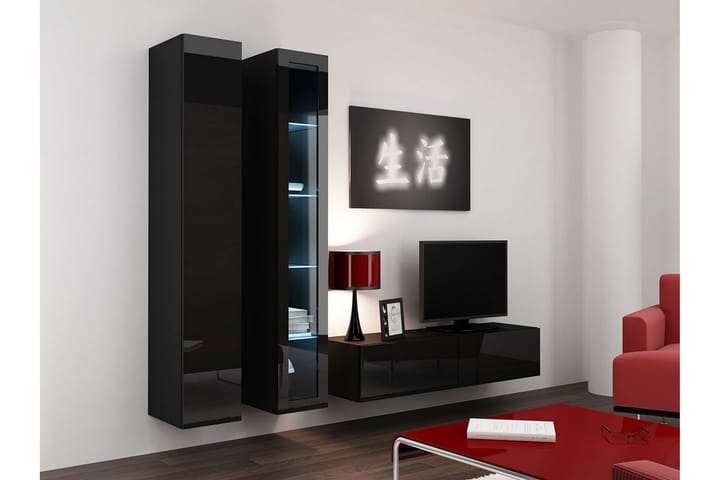 WILBER TV-möbelset 220x40x180 cm - Svart/Vit - Möbler - Vardagsrum - Tv-möbler & mediamöbler - Tv-möbelset