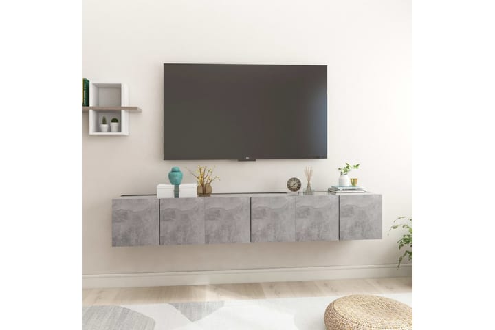 Hängande TV-skåp 3 st betonggrå 60x30x30 cm