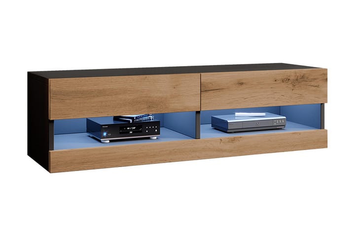 LISBURN Tv-skåp 180 cm Blå LED Natur/Svart - Möbler - Vardagsrum - Tv-möbler & mediamöbler - Tv-skåp