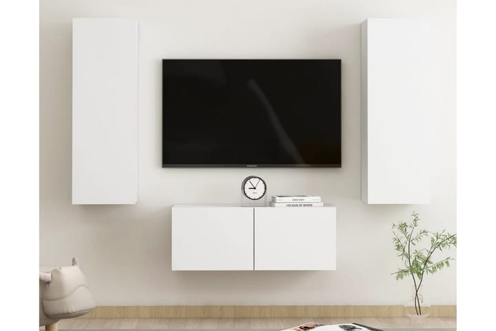 TV-skåp 3 delar vit spånskiva - Vit - Möbler - Vardagsrum - Tv-möbler & mediamöbler - Tv-skåp