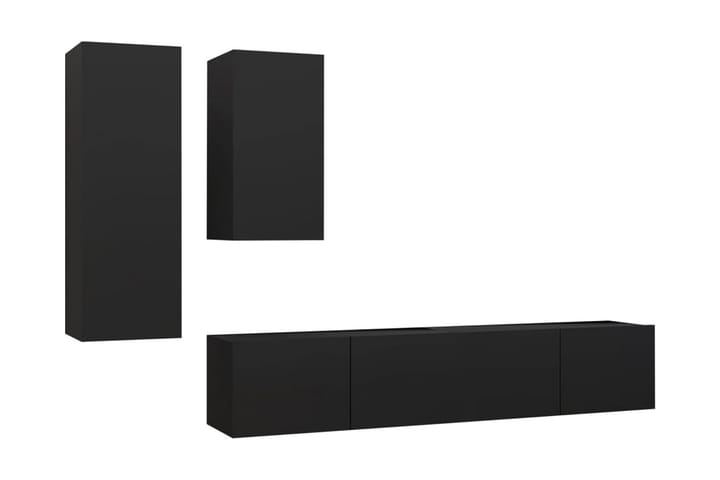TV-skåp 4 delar svart spånskiva - Svart - Möbler - Vardagsrum - Tv-möbler & mediamöbler - Tv-skåp