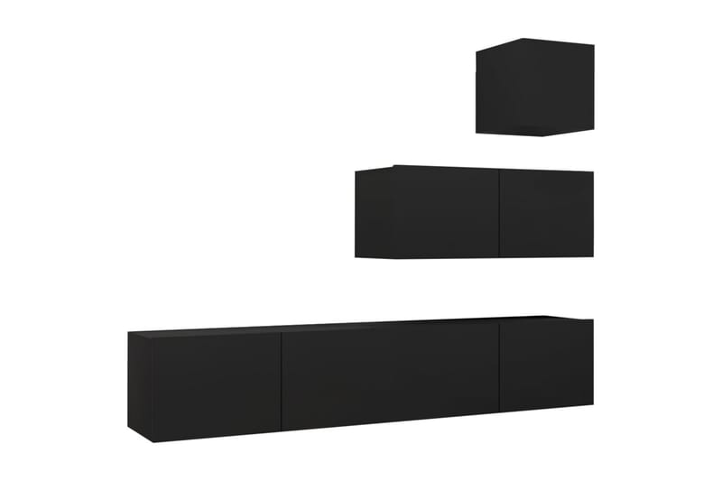 TV-skåp 4 delar svart spånskiva - Svart - Möbler - Vardagsrum - Tv-möbler & mediamöbler - Tv-skåp