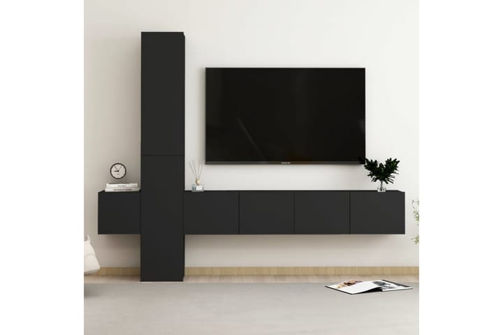 TV-skåp 5 delar svart spånskiva - Svart - Möbler - Vardagsrum - Tv-möbler & mediamöbler - Tv-skåp