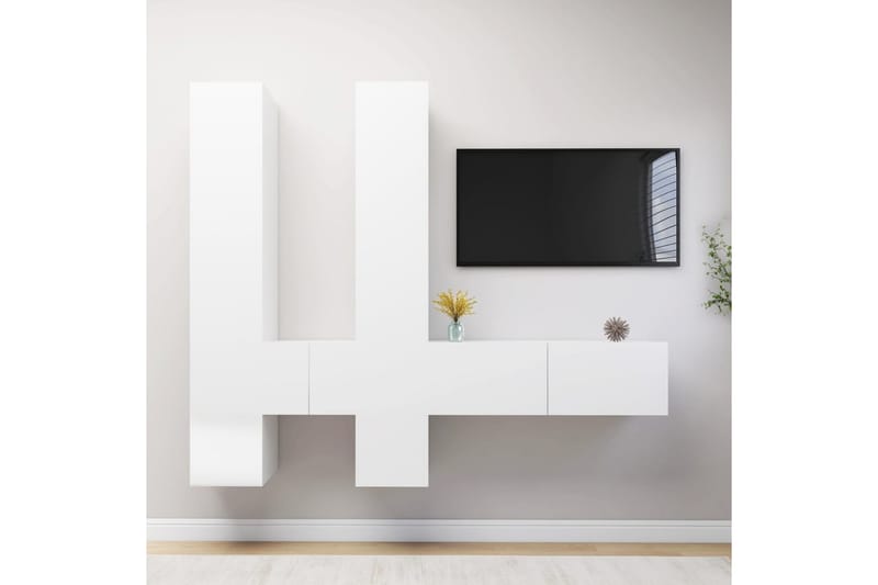 TV-skåp 6 delar vit spånskiva - Vit - Möbler - Vardagsrum - Tv-möbler & mediamöbler - Tv-skåp