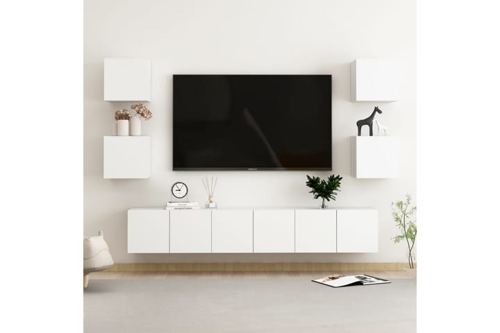 TV-skåp 7 delar vit spånskiva - Vit - Möbler - Vardagsrum - Tv-möbler & mediamöbler - Tv-skåp