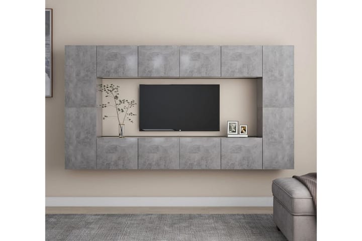 TV-skåp 8 delar betonggrå spånskiva - Grå - Möbler - Vardagsrum - Tv-möbler & mediamöbler - Tv-skåp