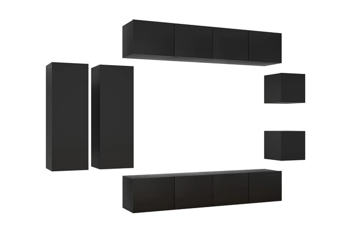 TV-skåp 8 delar svart spånskiva - Svart - Möbler - Vardagsrum - Tv-möbler & mediamöbler - Tv-skåp