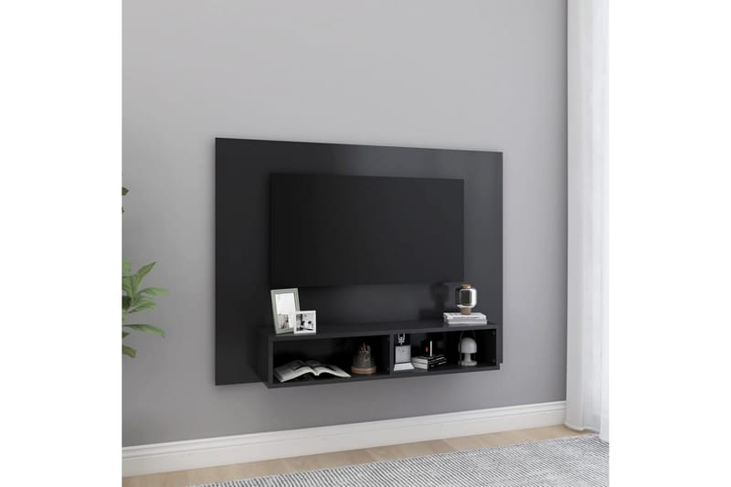 Väggmonterat tv-skåp grå 120x23,5x90 cm spånskiva