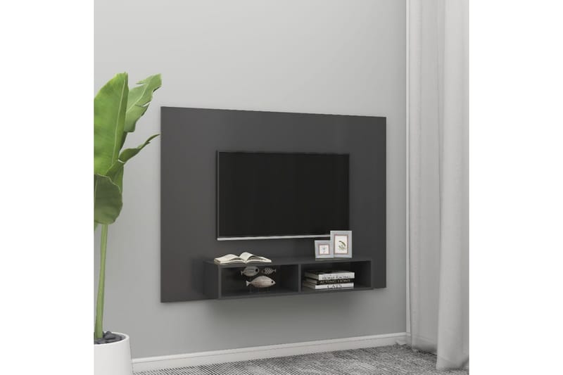 Väggmonterat tv-skåp grå 135x23,5x90 cm spånskiva