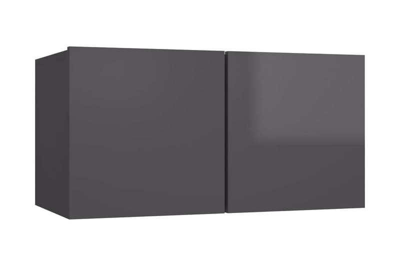 Väggmonterat TV-skåp grå högglans 60x30x30 cm