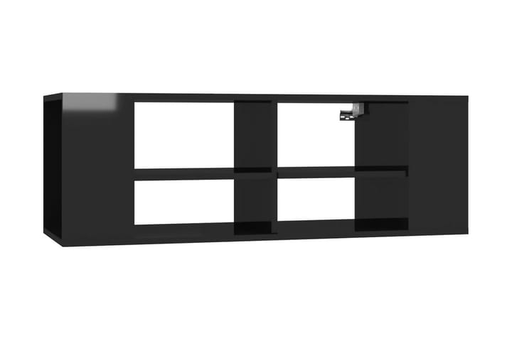 Väggmonterat tv-skåp svart högglans 102x35x35 cm spånskiva