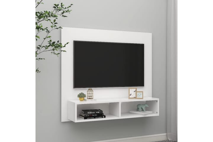 Väggmonterat tv-skåp vit 102x23,5x90 cm spånskiva
