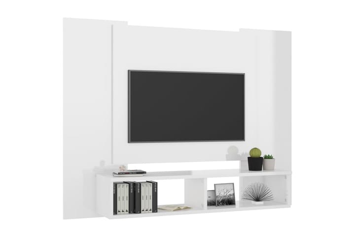 Väggmonterat tv-skåp vit högglans 120x23,5x90 cm spånskiva - Vit - Möbler - Vardagsrum - Tv-möbler & mediamöbler - Tv-skåp