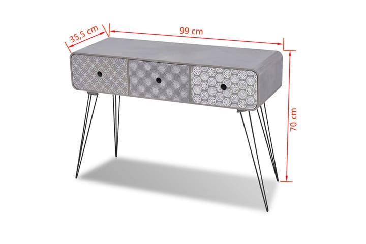 Konsolbord med 3 lådor grå - Grå - Möbler - Vardagsrum - Soffbord & vardagsrumsbord - Avlastningsbord & konsolbord
