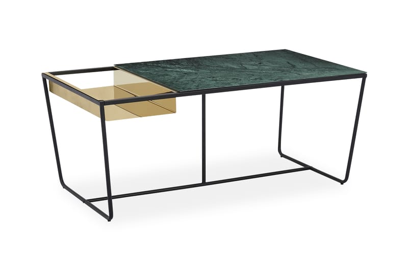 DELOS Soffbord 110 cm Marmormönster Svart/Mässing - Möbler - Vardagsrum - Soffbord & vardagsrumsbord - Marmorbord
