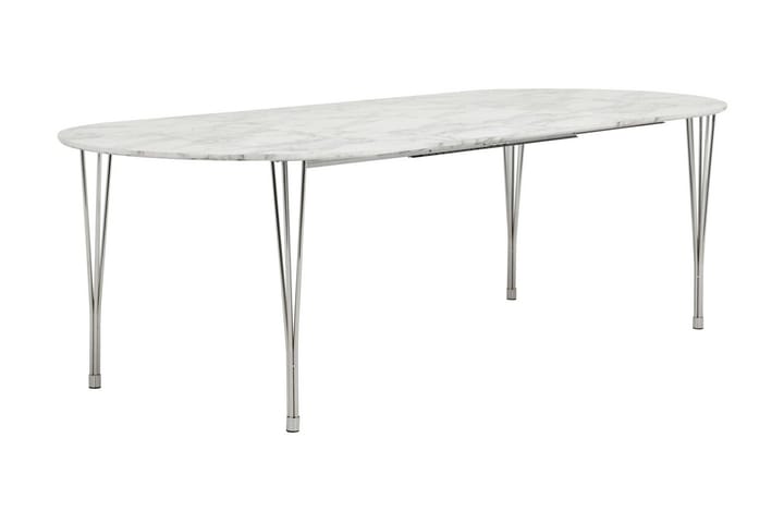 GEORGE Förlängningsbart Matbord 160 Ovalt Marmor/Krom - Möbler - Matplats - Matbord & köksbord