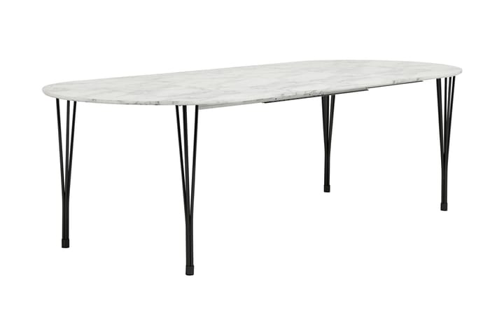 GEORGE Förlängningsbart Matbord 160 Ovalt Marmor/Svart - Möbler - Matplats - Matbord & köksbord