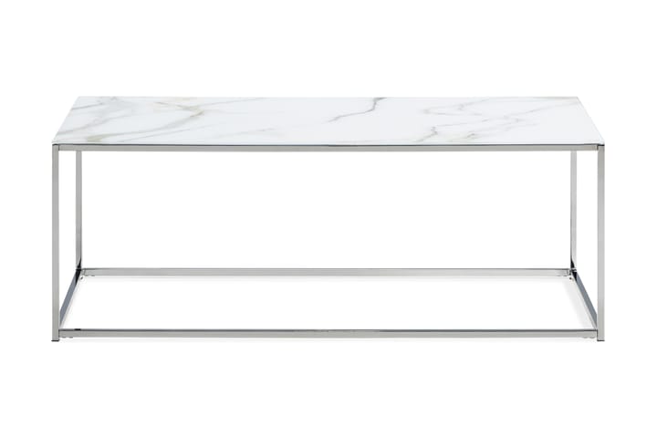 MATADOR Soffbord 120 cm Marmormönster Glas/Vit/Krom - Möbler - Vardagsrum - Soffbord & vardagsrumsbord - Marmorbord