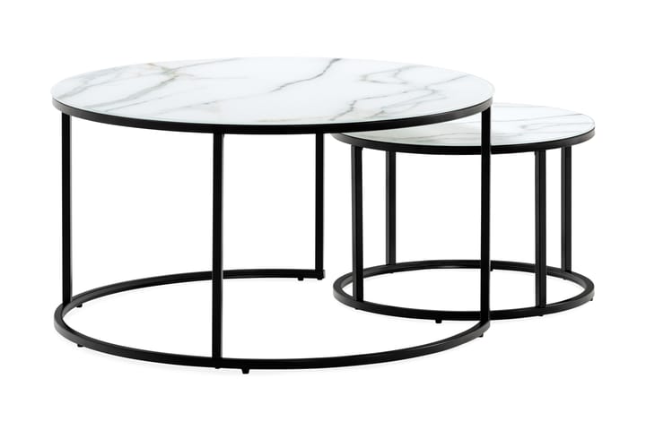 JAMONA Satsbord Marmorglas Svart/Vit - Möbler - Vardagsrum - Soffbord & vardagsrumsbord - Satsbord