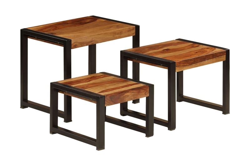 Satsbord 3 st massivt sheshamträ - Brun - Möbler - Vardagsrum - Soffbord & vardagsrumsbord - Satsbord