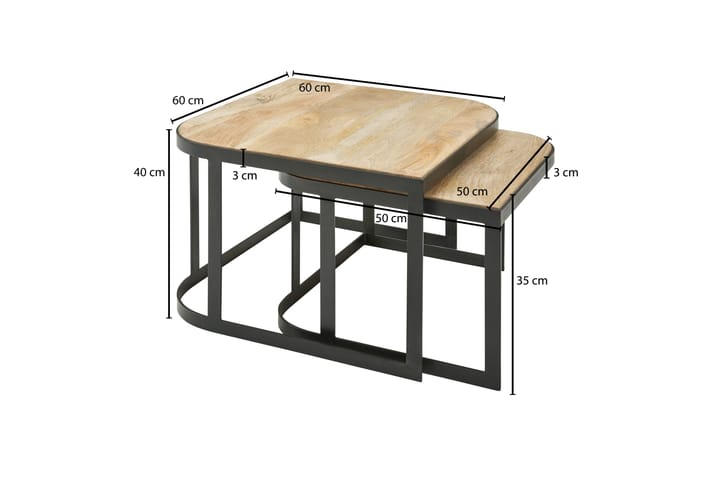SENECA Satsbord 60 cm Brun/Svart - Möbler - Vardagsrum - Soffbord & vardagsrumsbord - Satsbord