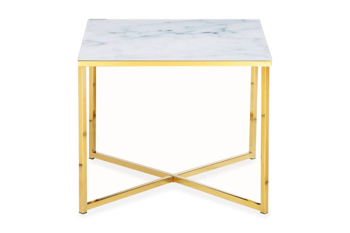 EJGDE Sidobord 50 cm Vit/Guld - Möbler - Vardagsrum - Soffbord & vardagsrumsbord - Brickbord