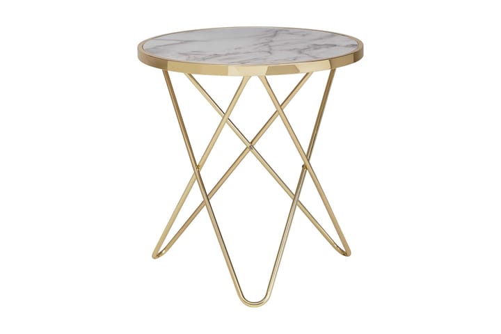 NACHUM Sidobord 55 cm Guld|Vit - Möbler - Vardagsrum - Soffbord & vardagsrumsbord - Brickbord