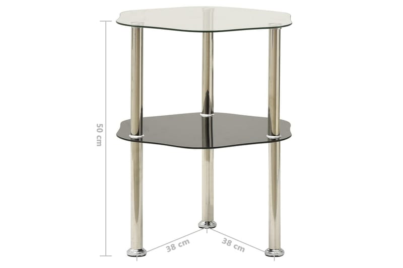 Sidobord med 2 hyllor transparent/svart 38x38x50 cm härdat g - Vit - Möbler - Vardagsrum - Soffbord & vardagsrumsbord - Sidobord & lampbord