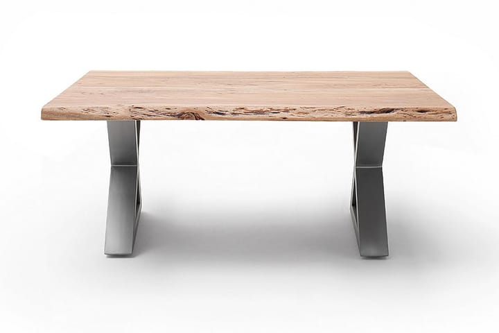 ABARCA Soffbord 110 cm Ben X-form Akacia/Stål - Brun Ek - Möbler - Vardagsrum - Soffbord & vardagsrumsbord - Soffbord