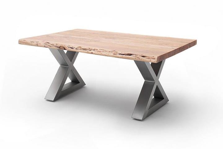 ABARCA Soffbord 110 cm Ben X-form Akacia/Stål - Brun Ek - Möbler - Vardagsrum - Soffbord & vardagsrumsbord - Soffbord