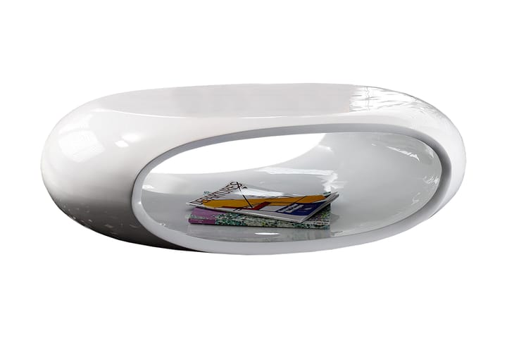 ALBIS Soffbord 109 cm Ovalt med Förvaring Hylla Glasfiber/Vi - Möbler - Bord