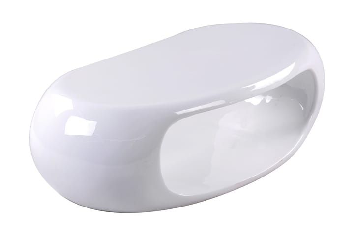 ALBIS Soffbord 112 cm Ovalt med Förvaring Hylla Glasfiber/Vi