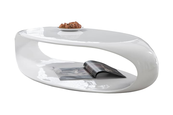 ALBIS Soffbord 120 cm Ovalt med Förvaring Hylla Glasfiber/Vi - Möbler - Vardagsrum - Soffbord & vardagsrumsbord - Soffbord