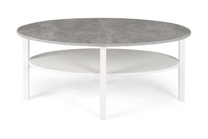 ANNELI Soffbord 120 cm Ovalt med Förvaring Hylla Betonggrå/V - Möbler - Bord