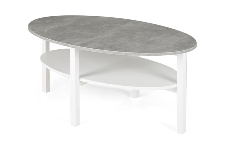 ANNELI Soffbord 120 cm Ovalt med Förvaring Hylla Betonggrå/V - Möbler - Vardagsrum - Soffbord & vardagsrumsbord - Soffbord