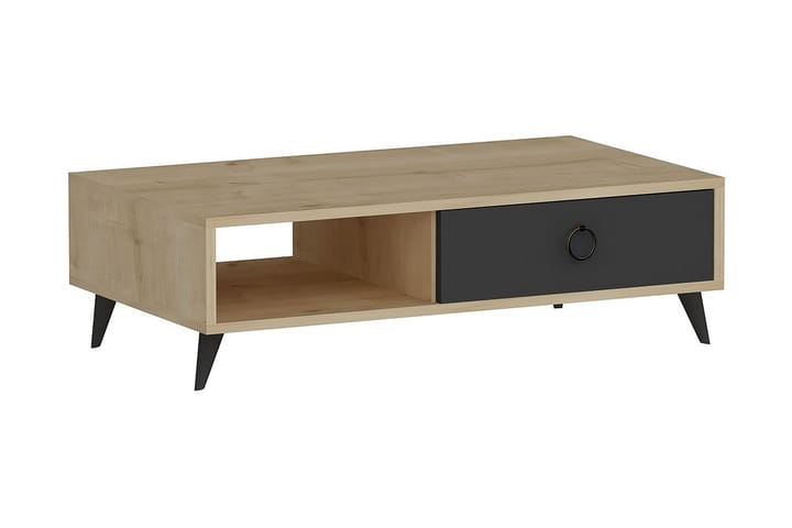 ARBUCKLE Soffbord 90 cm med Förvaring Låda+Hylla Ekfärg/Antr - Möbler - Vardagsrum - Soffbord & vardagsrumsbord - Soffbord