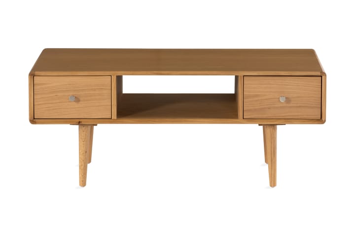 BABBIE Soffbord 110 cm med Förvaring Hylla + Låda Massiv Ek/ - Möbler - Vardagsrum - Soffbord & vardagsrumsbord - Soffbord